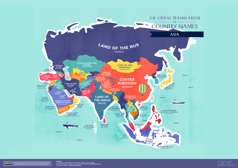Illustration for article titled El mapa que, en lugar de nombrar cada país, te dice lo que significan sus nombres